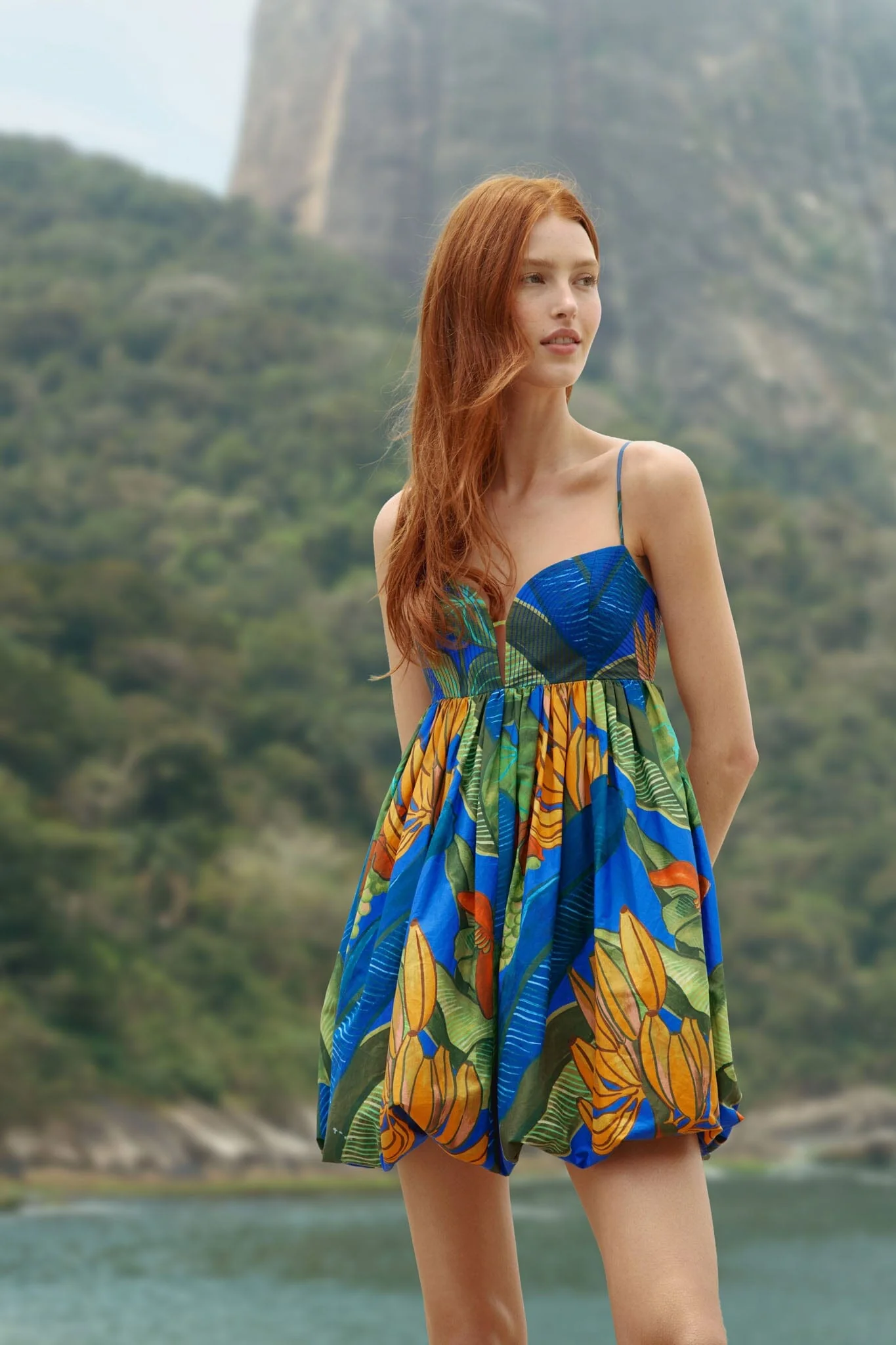 Blue Banana Grapes Sleeveless Organic Cotton Mini Dress - Image 2
