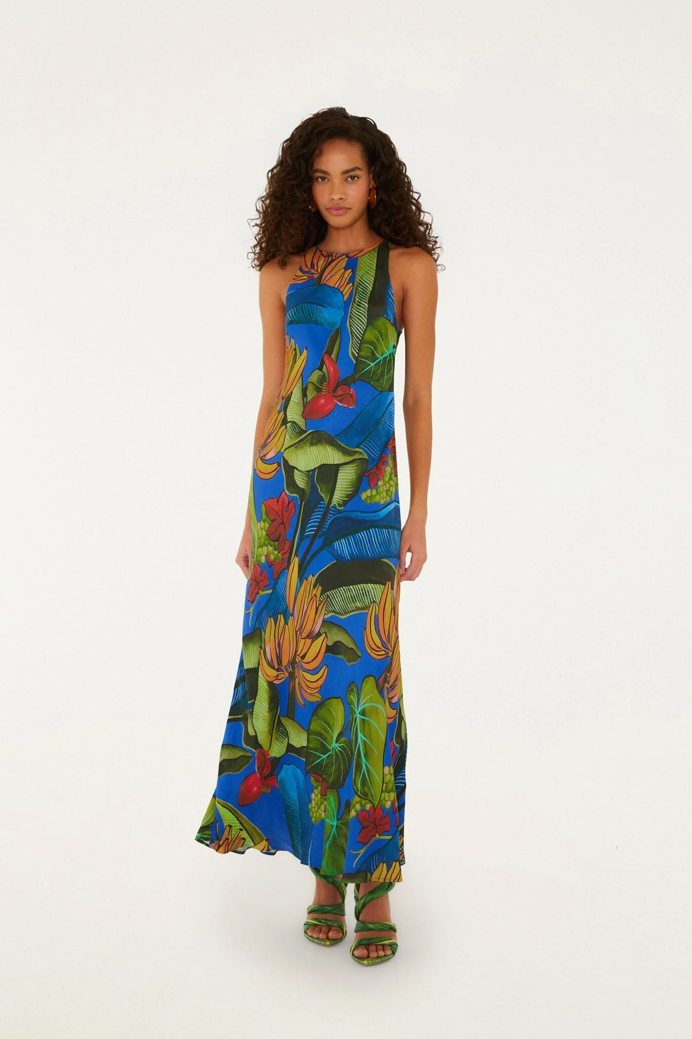 Blue Banana Grapes Sleeveless Lenzing Ecovero Maxi Dress