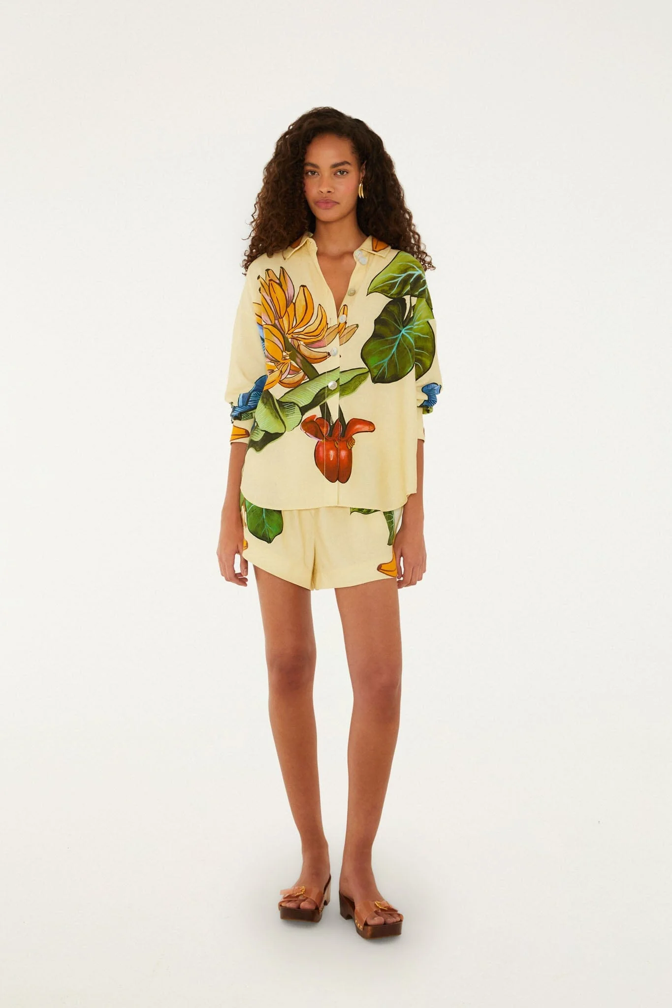 Yellow Banana Grapes Drawstring Lenzing Ecovero Euroflax Shorts