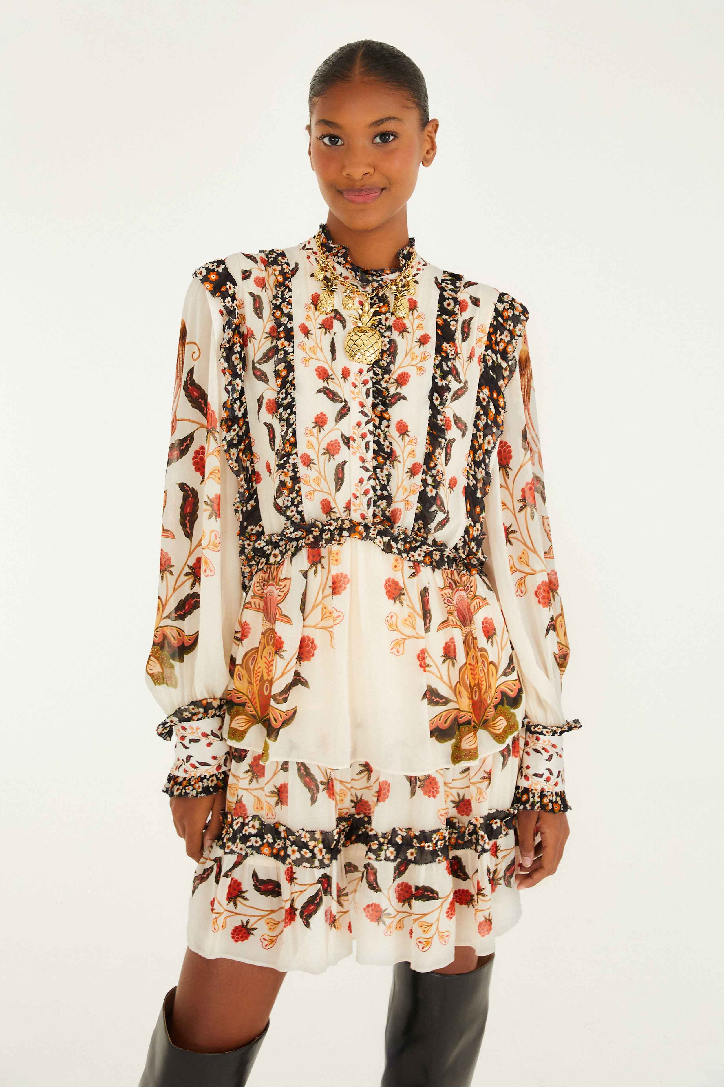 Cream Berry Garden Mini Dress - Image 2