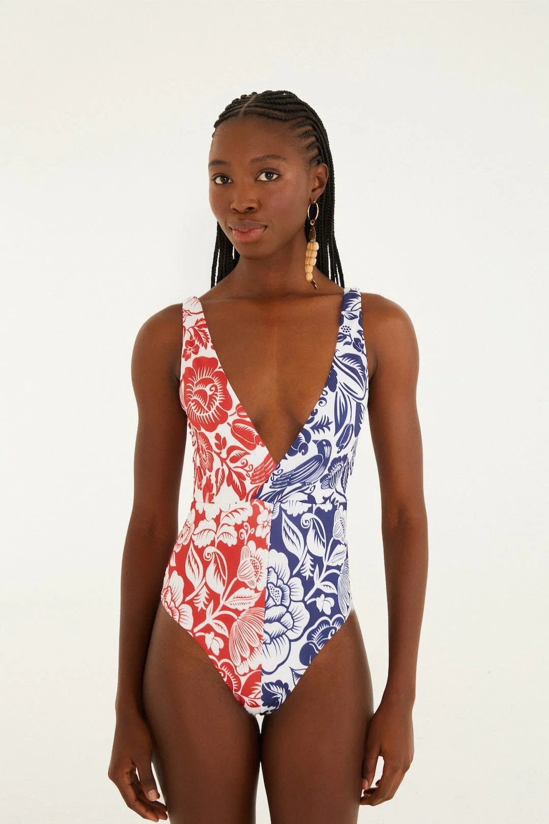 Mixed Cashew And Birds One-Piece Swimsuit