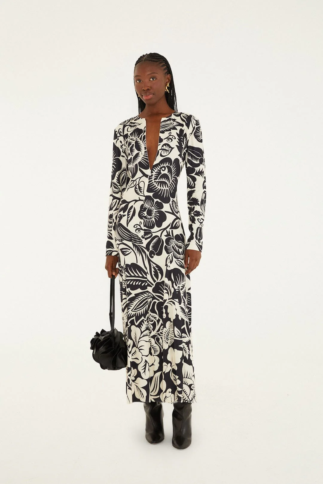 Off-White Cashews And Birds Lenzing™ Ecovero™ Viscose Maxi Dress