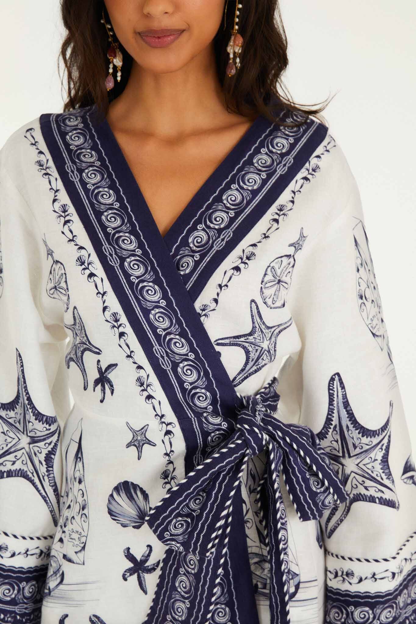 Off-White Coast Scarf Euroflax Premium Linen Mini Dress - Image 4