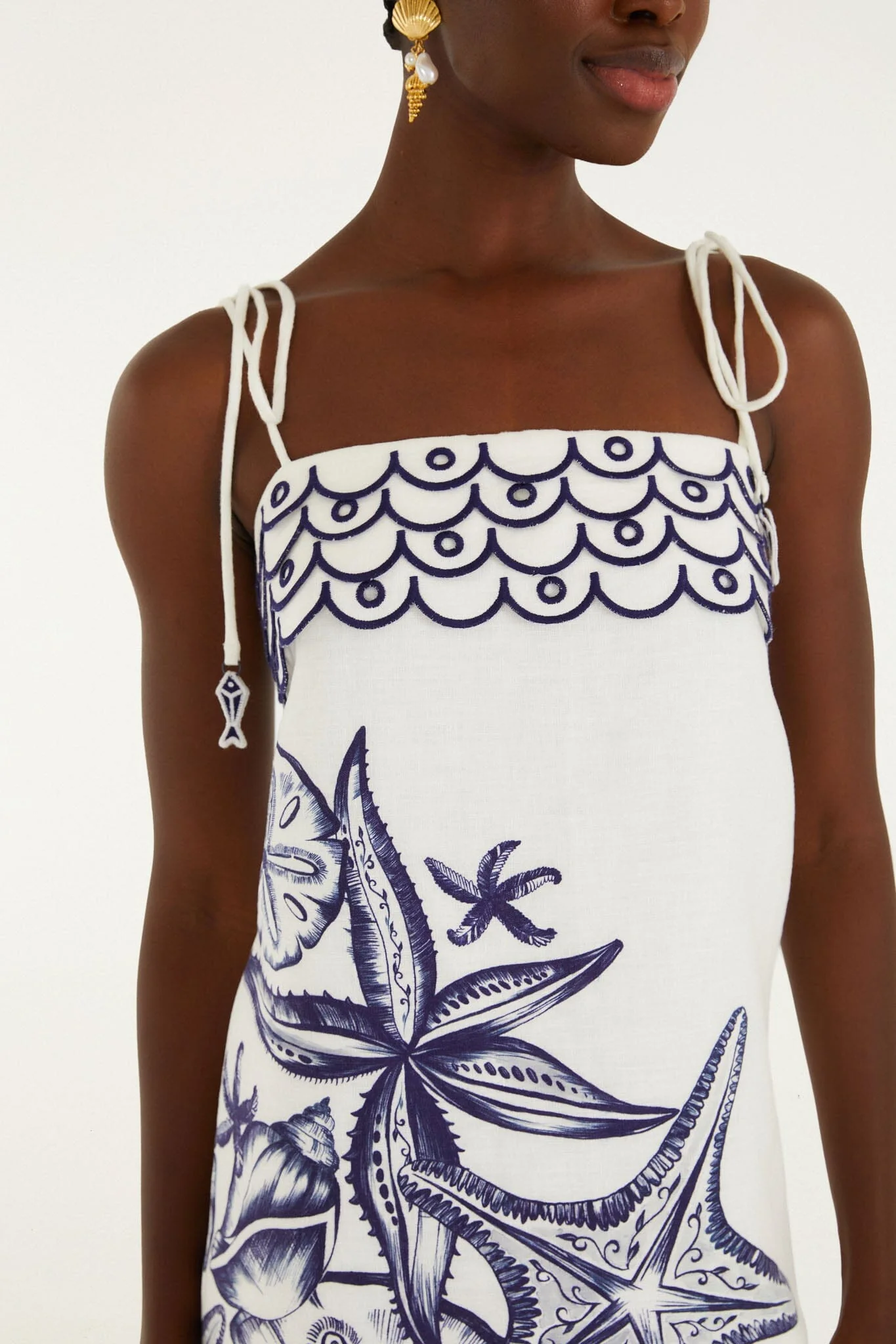 Off-White Coast Stars Euroflax Premium Linen Mini Dress - Image 2