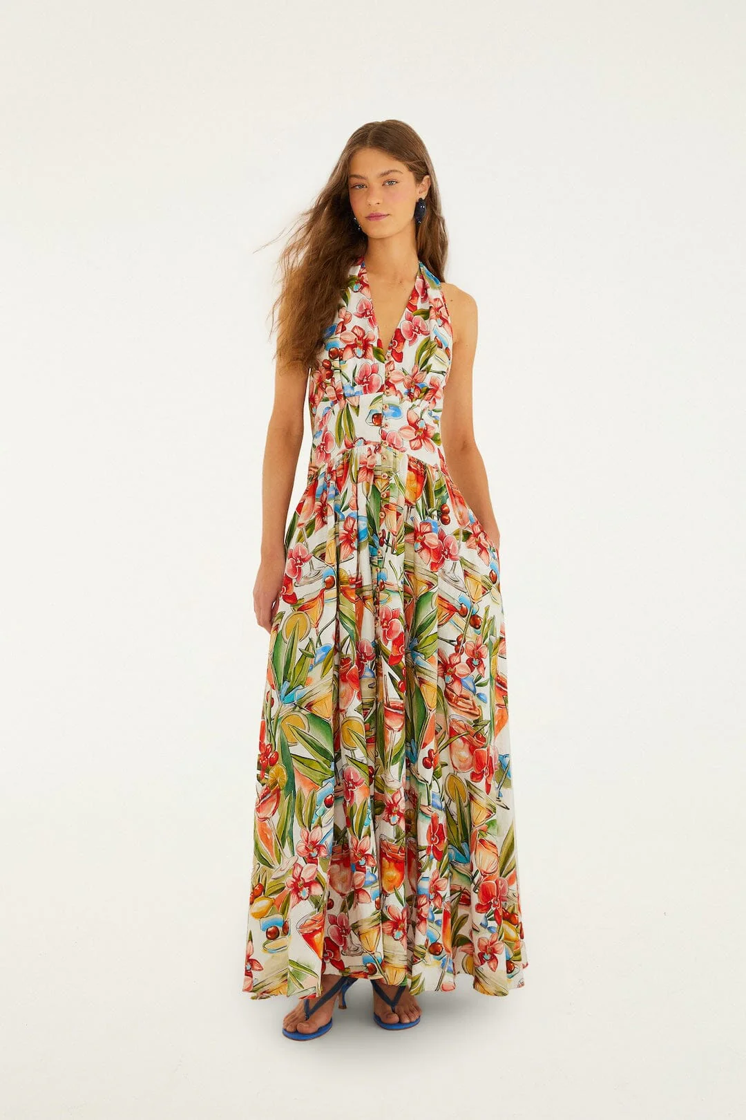Off-White Cocktail Lenzing™ Ecovero™ Euroflax™ Maxi Dress