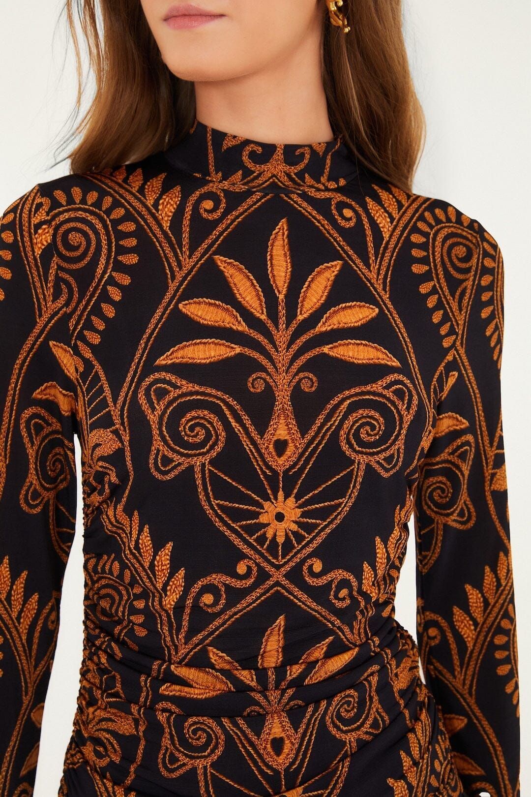 Black Cornely Ainika Ruched Waist Jersey Blouse - Image 2
