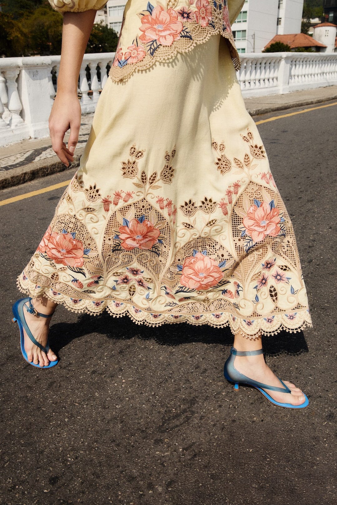 Butter Yellow Embroidered Lenzing™ Ecovero™ Euroflax™ Midi Dress - Image 2