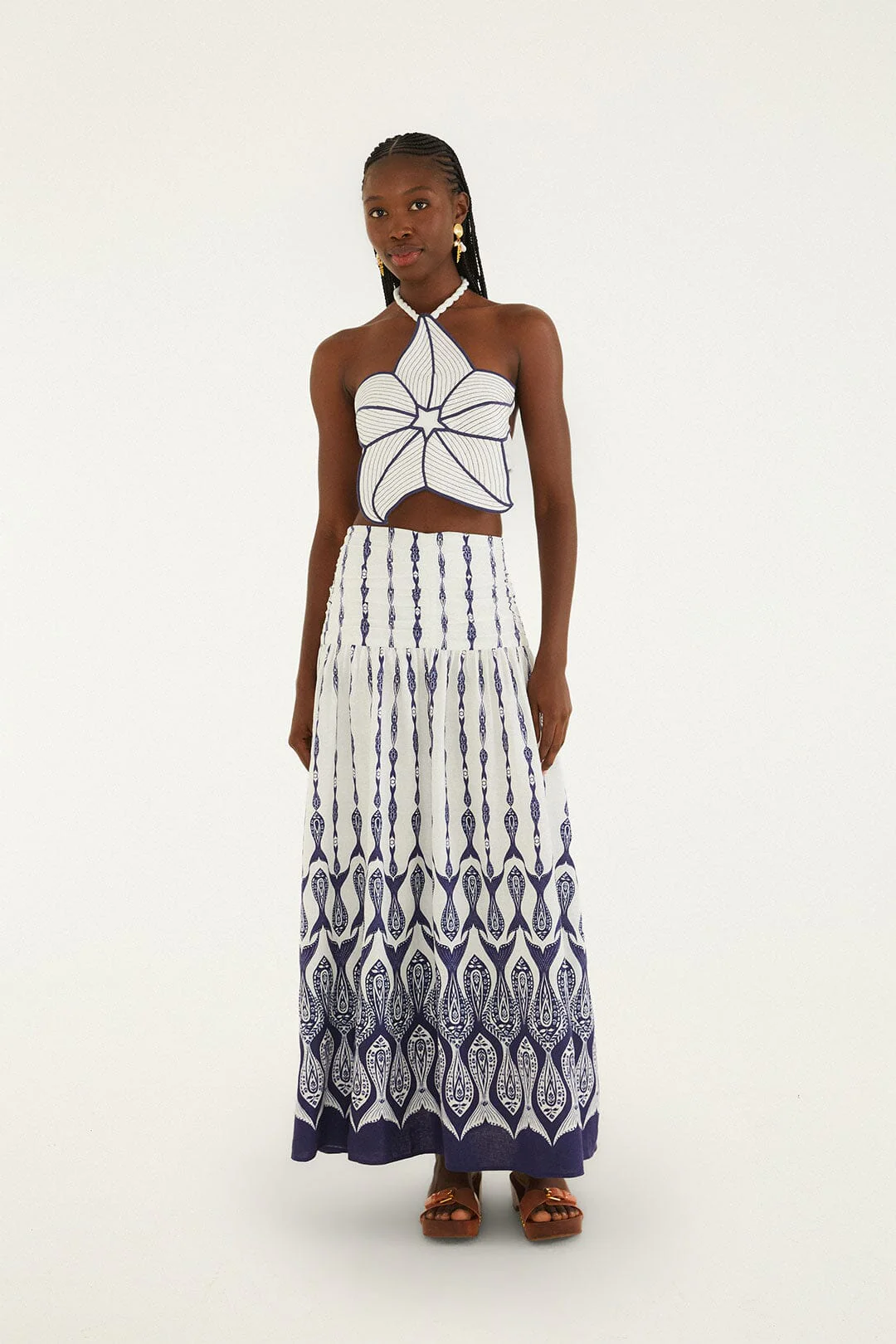 Off-White Fishes Flow Lenzing Ecovero Euroflax Maxi Skirt