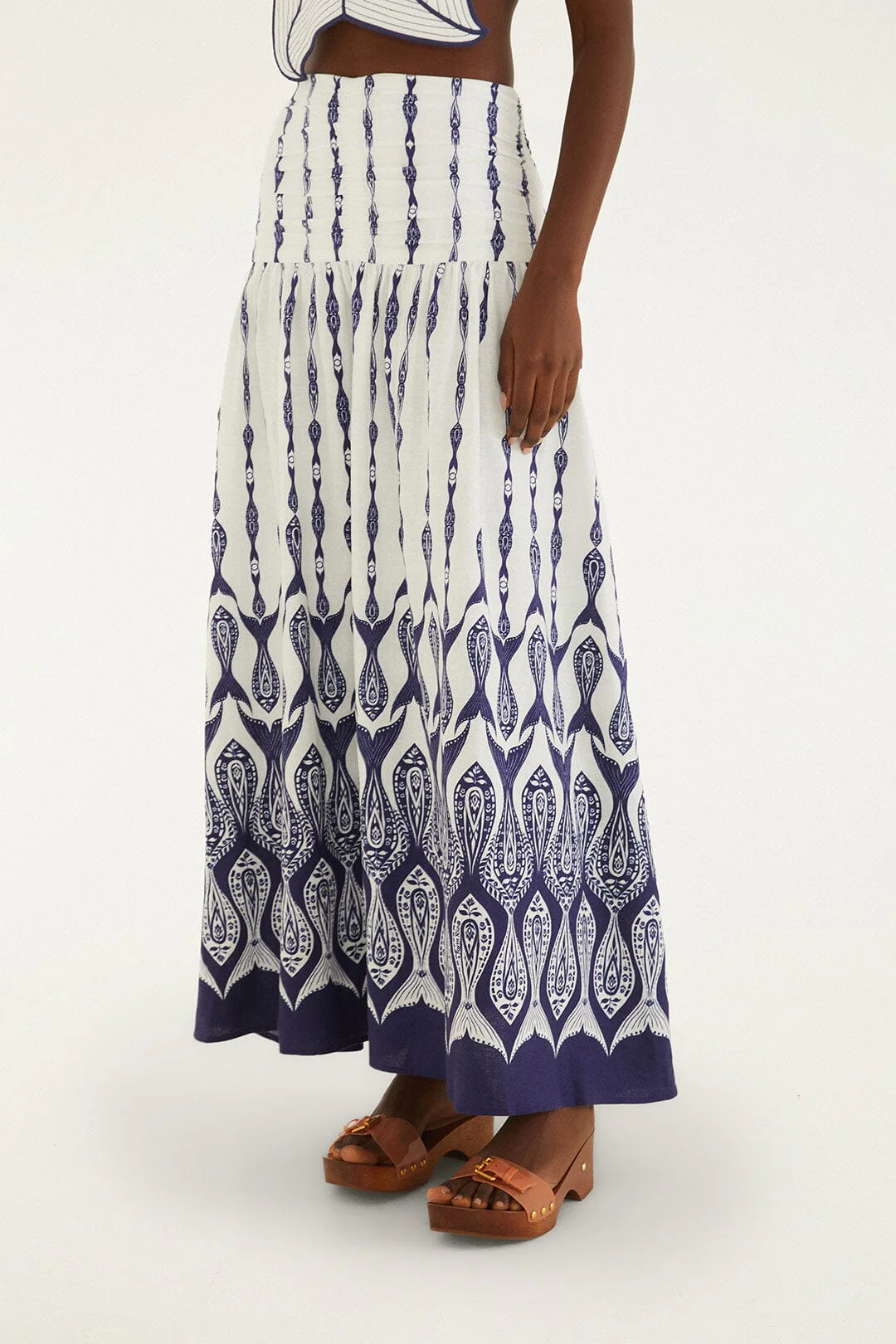 Off-White Fishes Flow Lenzing Ecovero Euroflax Maxi Skirt - Image 2