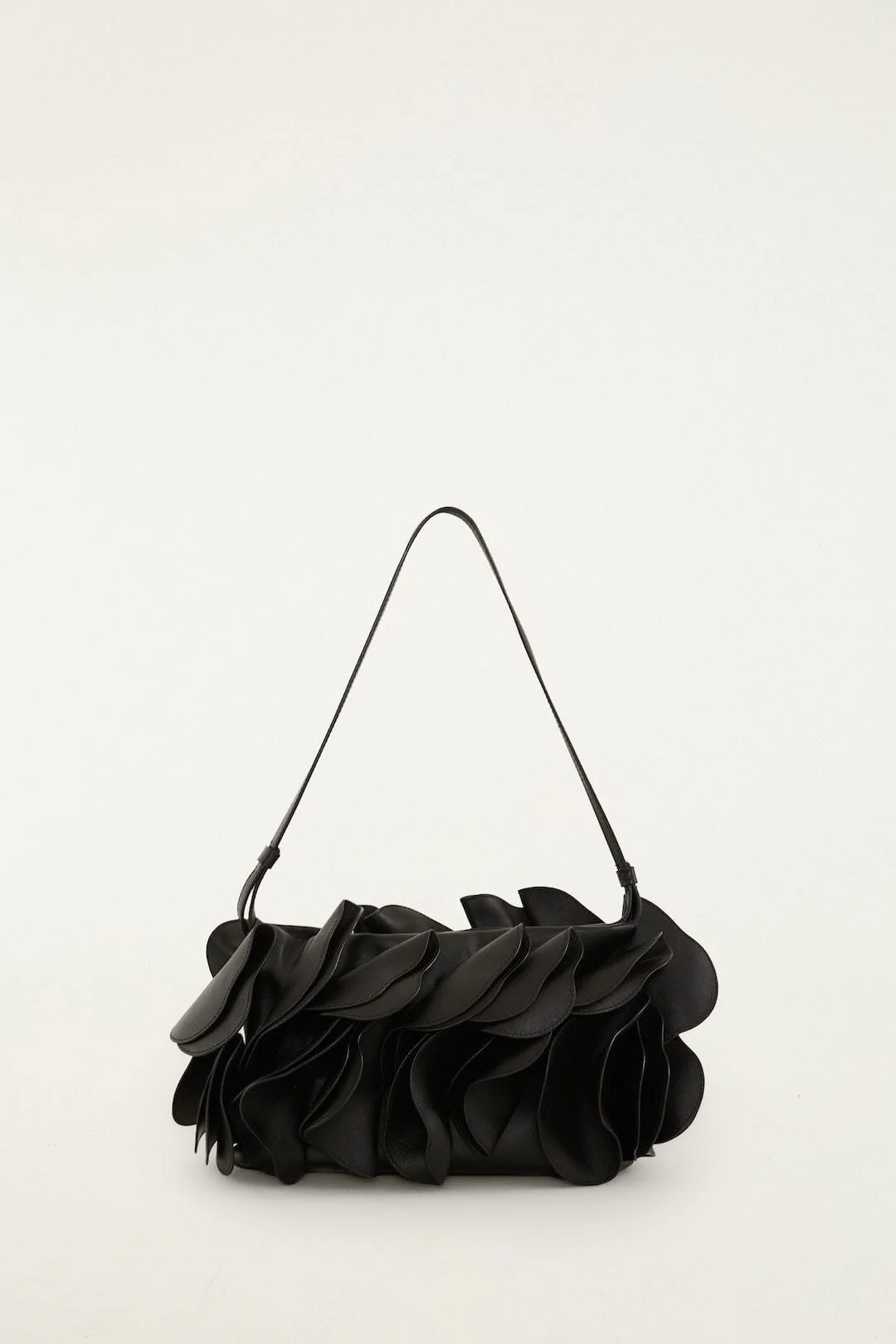 Black Leather Shoulder Flower Bag