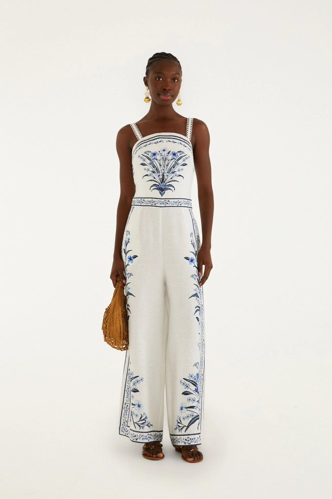 Off-White Flowers Arch Euroflax Premium Linen Maxi Jumpsuit