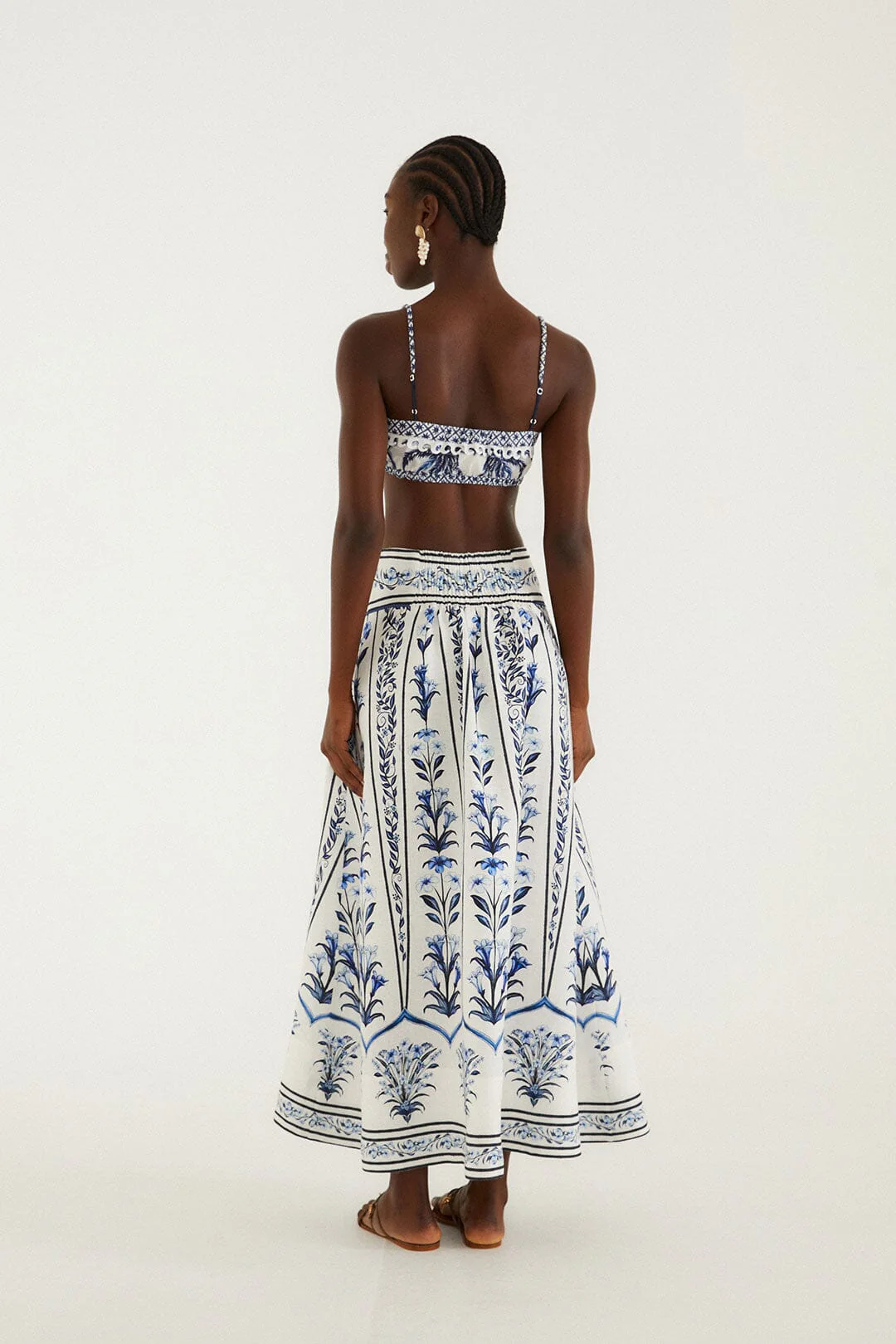 Off-White Flowers Arch Euroflax Premium Linen Maxi Skirt - Image 3