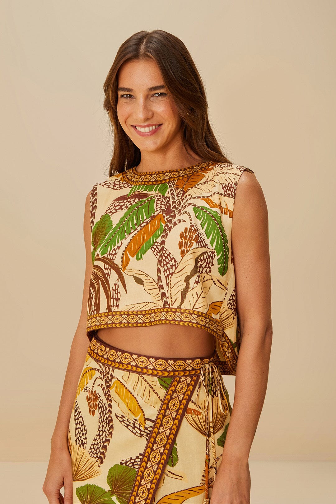 Sand Foliage Sketch LENZING™ ECOVERO™ Euroflax™ Blouse