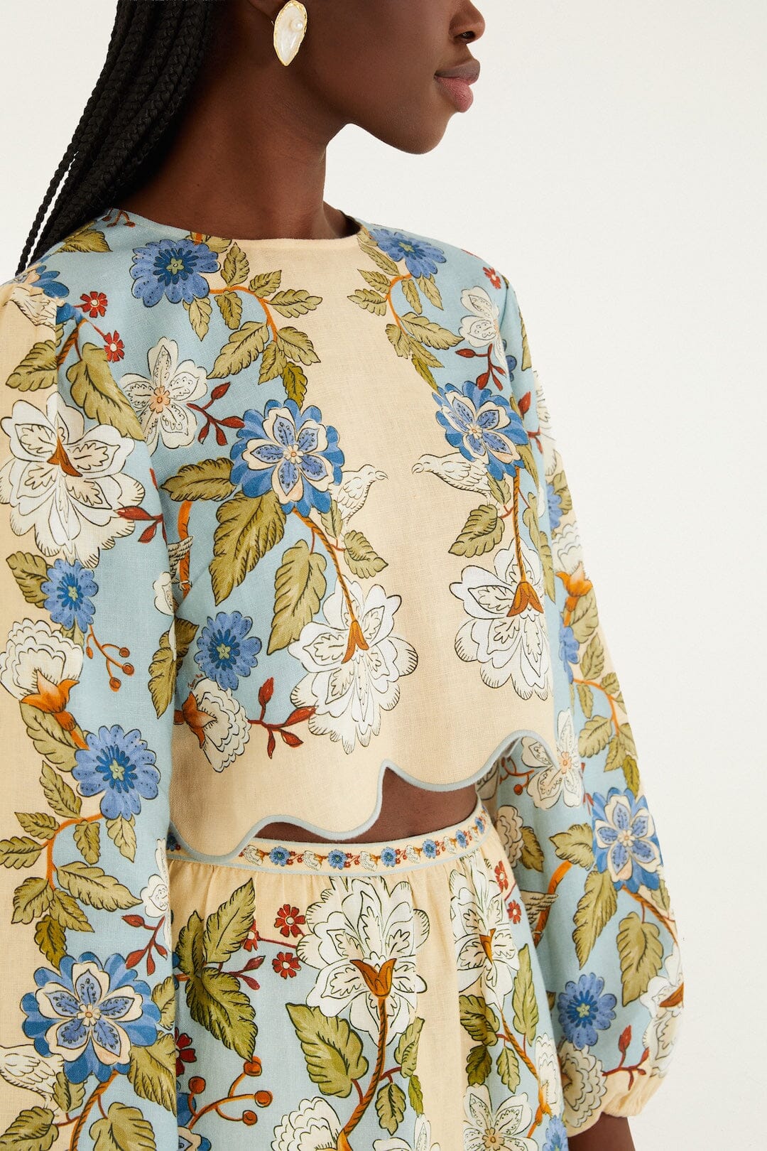 Green Garden Scarf Euroflax_x0099_ Premium Linen Blouse - Image 2