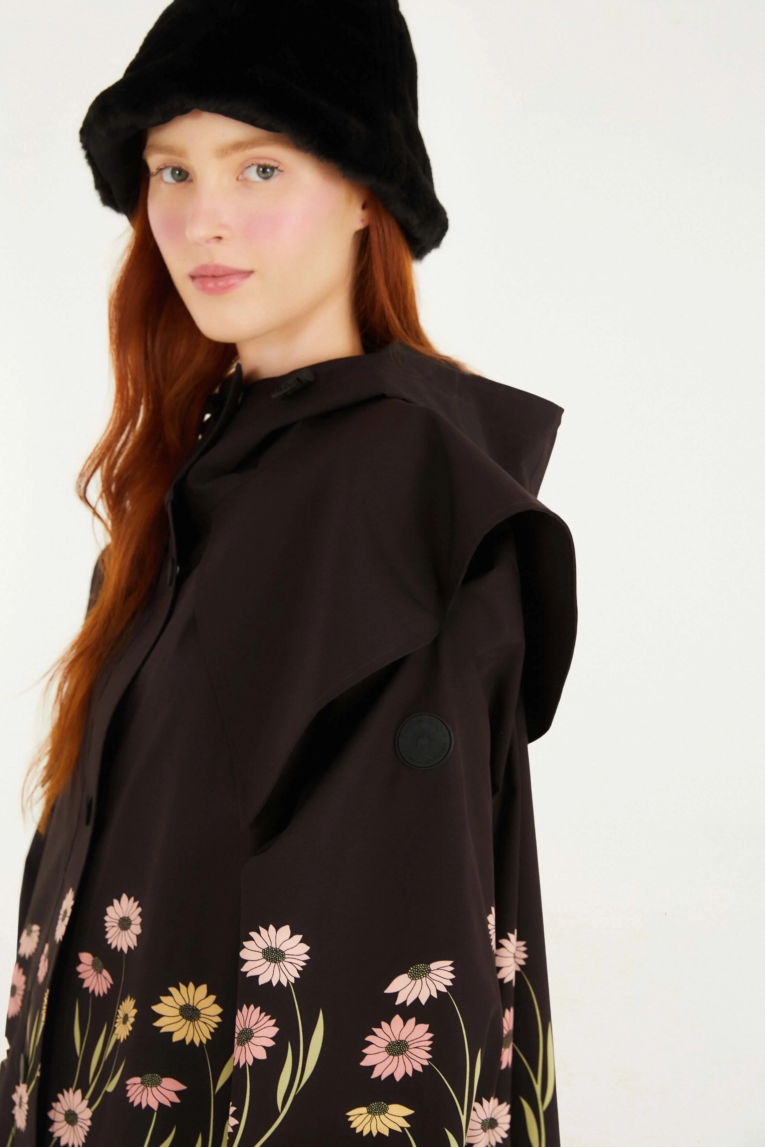 Black Growing Flowers Raincoat - Image 2