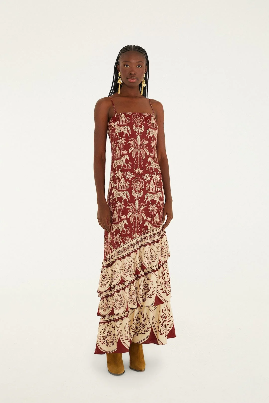 Dark Red Haras Sleeveless Lenzing™ Ecovero™ Viscose Maxi Dress