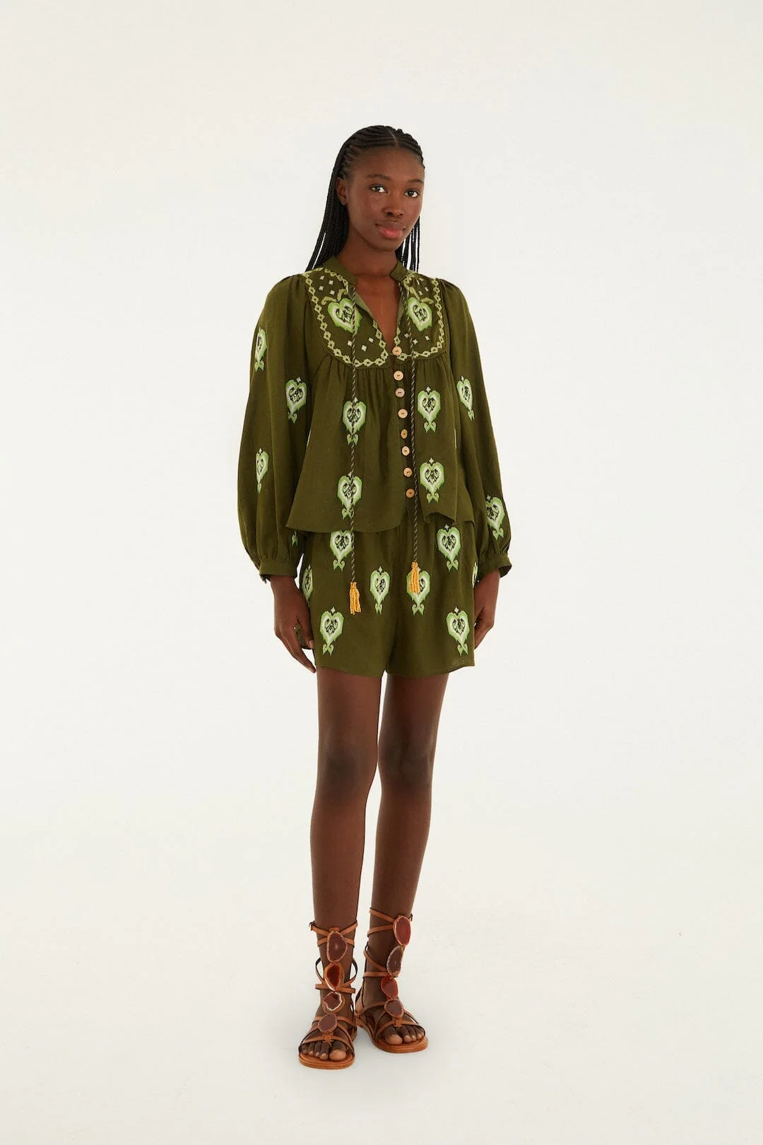 Green Heart Tapestry Embroidered Lenzing™ Ecovero™ Euroflax™ Shorts