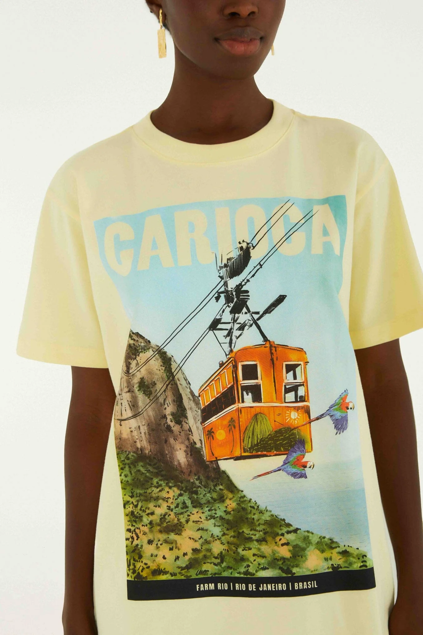 Bondinho Landscape Carioca Organic Cotton Relaxed T-Shirt - Image 2
