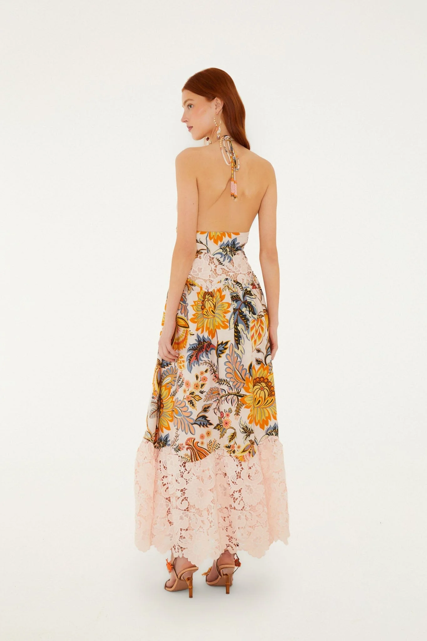 Light Pink Ligia Floral Lace Lenzing Ecovero Euroflax Maxi Dress - Image 3