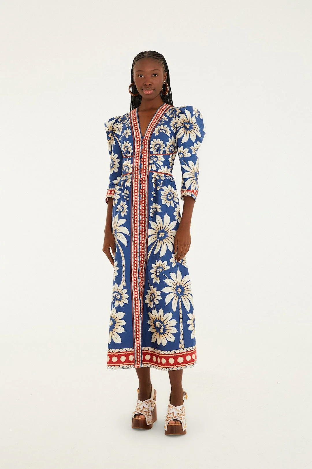 Blue Luna Puff Sleeve Organic Cotton Maxi Dress