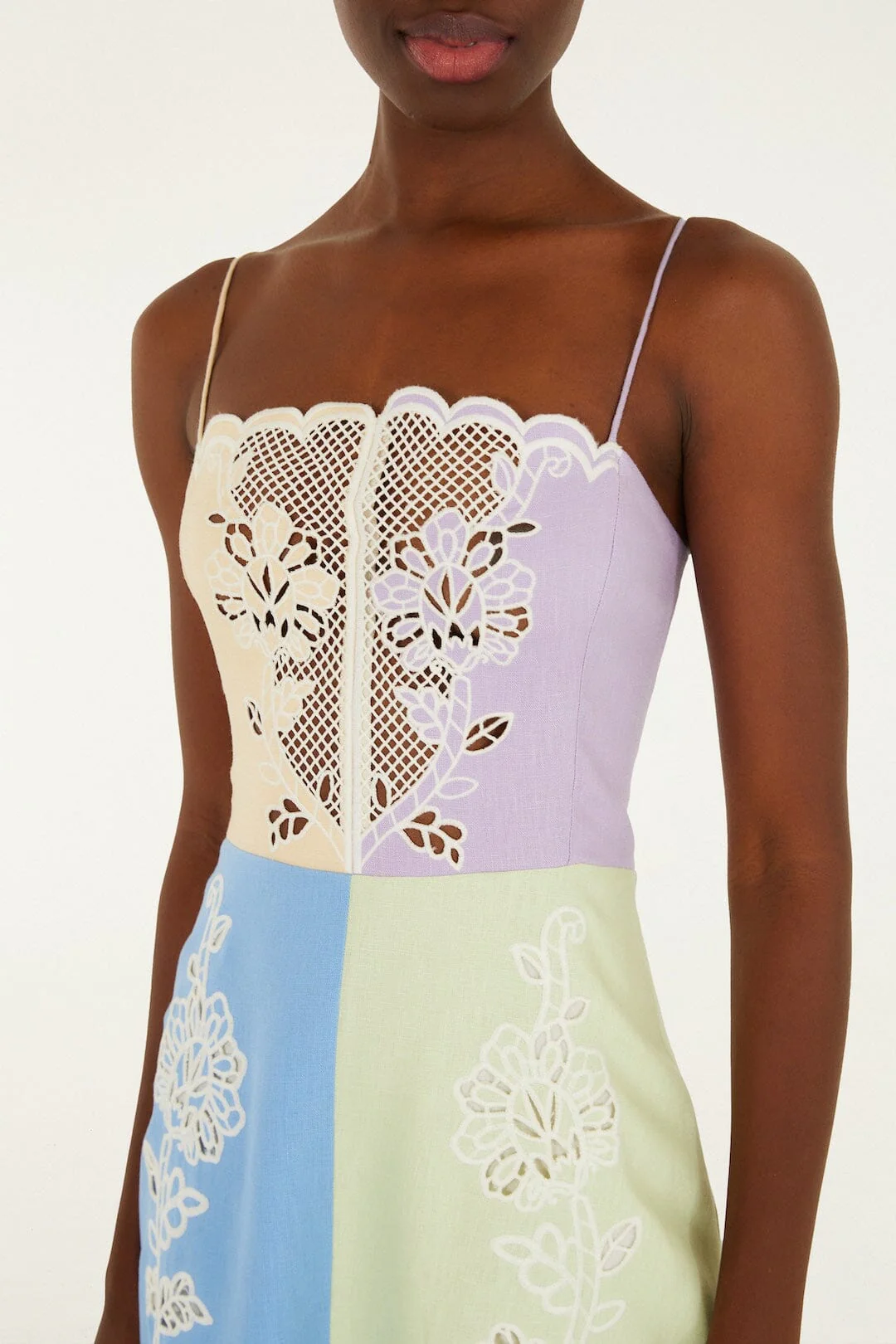 Multicolor Embroidered Euroflax™ Premium Linen Midi Dress - Image 2