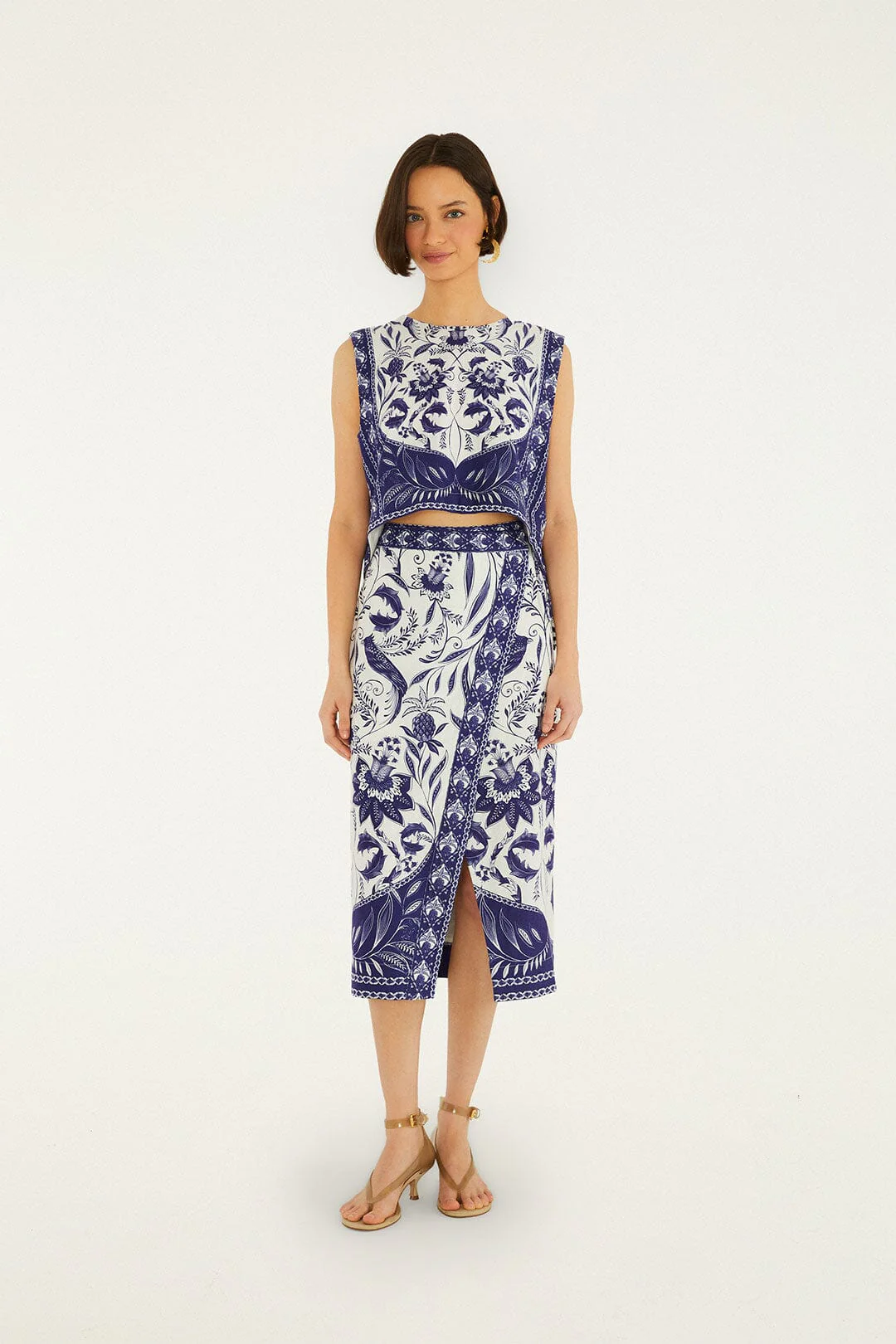 Off-White Nina Lenzing™ Ecovero™ Euroflax™ Wrap Midi Skirt
