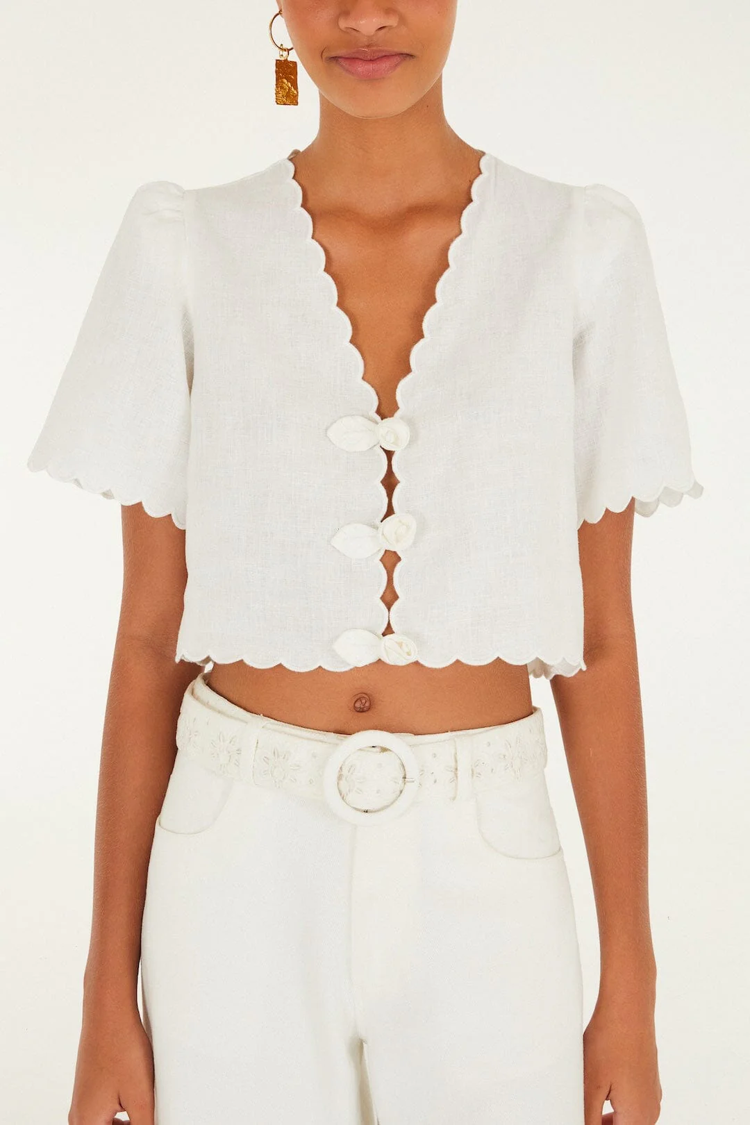 Off-White Roses Scallop Artisanal Top - Image 2