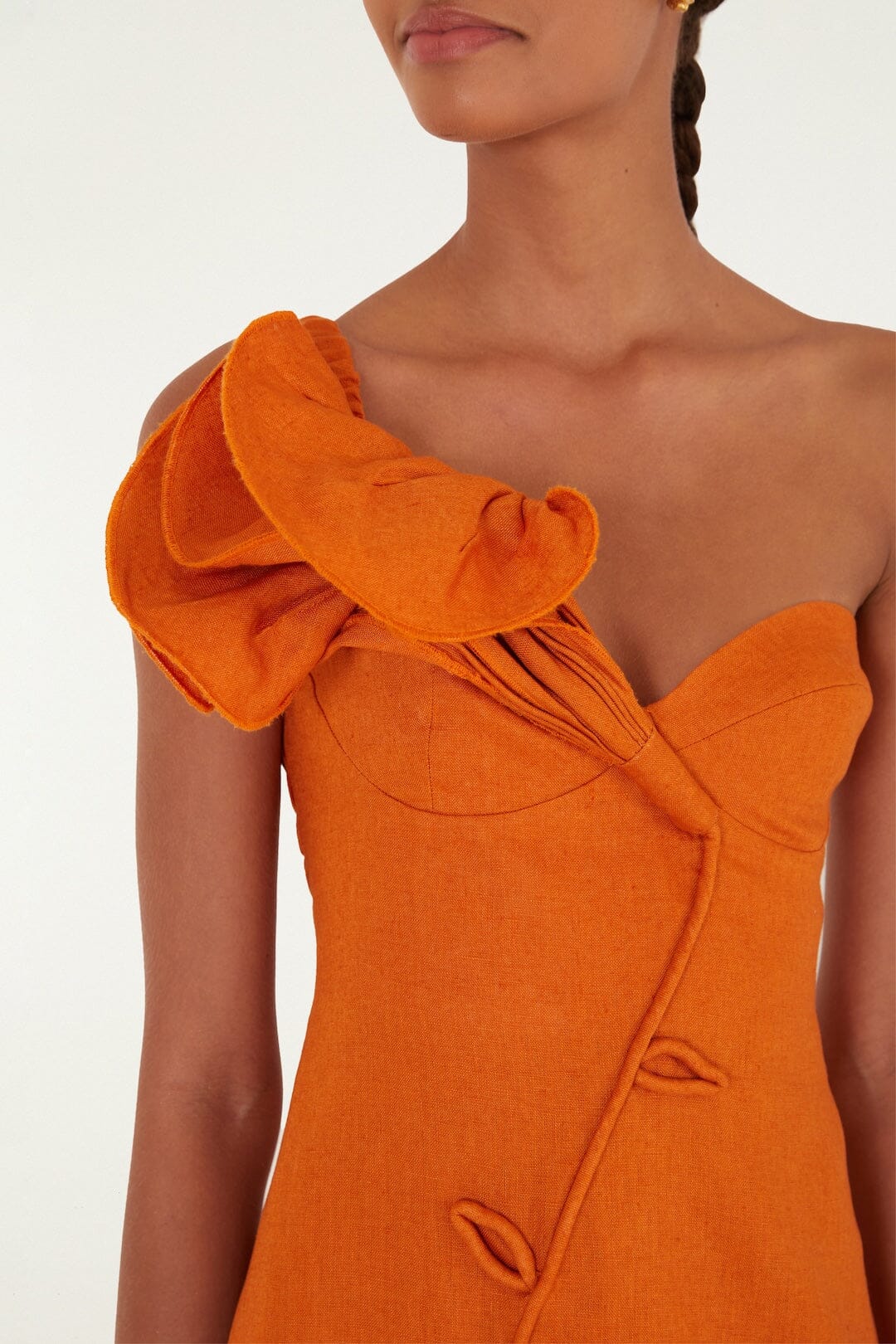 Orange Flower Euroflax™ Premium Linen Mini Dress - Image 2