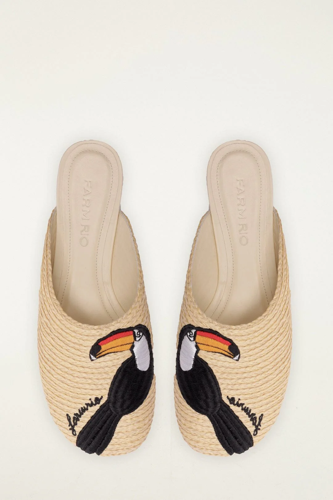 Raffia Embroidered Icons Mule