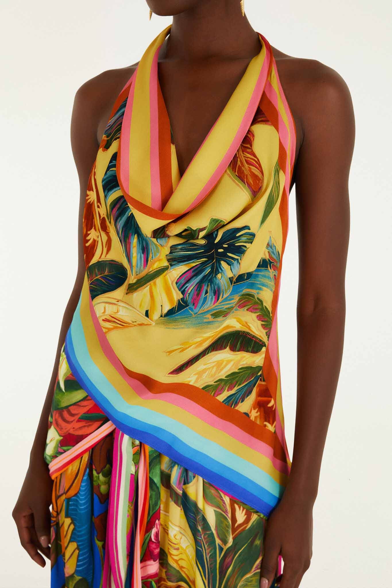 Multicolor Rainbow Summer Scarf Lenzing Ecovero Viscose Blouse - Image 2