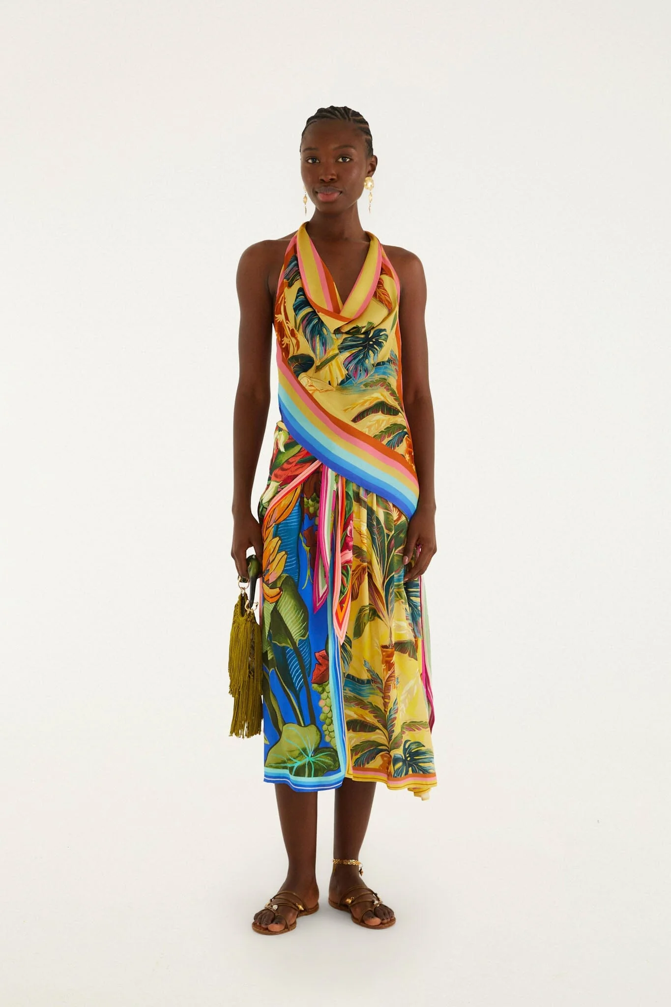 Multicolor Rainbow Summer Scarf Lenzing Ecovero Viscose Blouse - Image 3