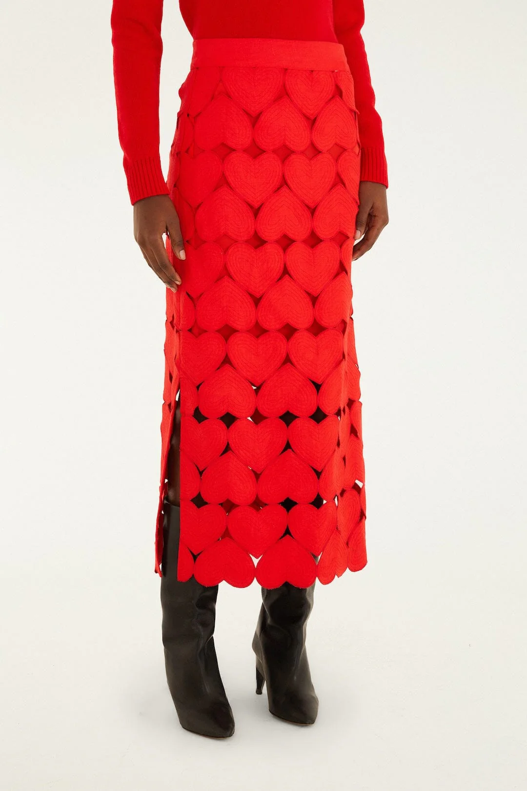 Red Hearts Euroflax Premium Linen Midi Skirt - Image 2