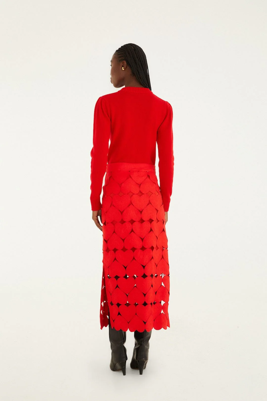 Red Hearts Euroflax Premium Linen Midi Skirt - Image 3