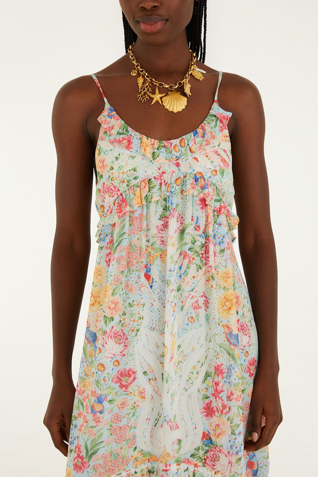Multicolor Rendeira Ruffled Sleeveless Maxi Dress - Image 2