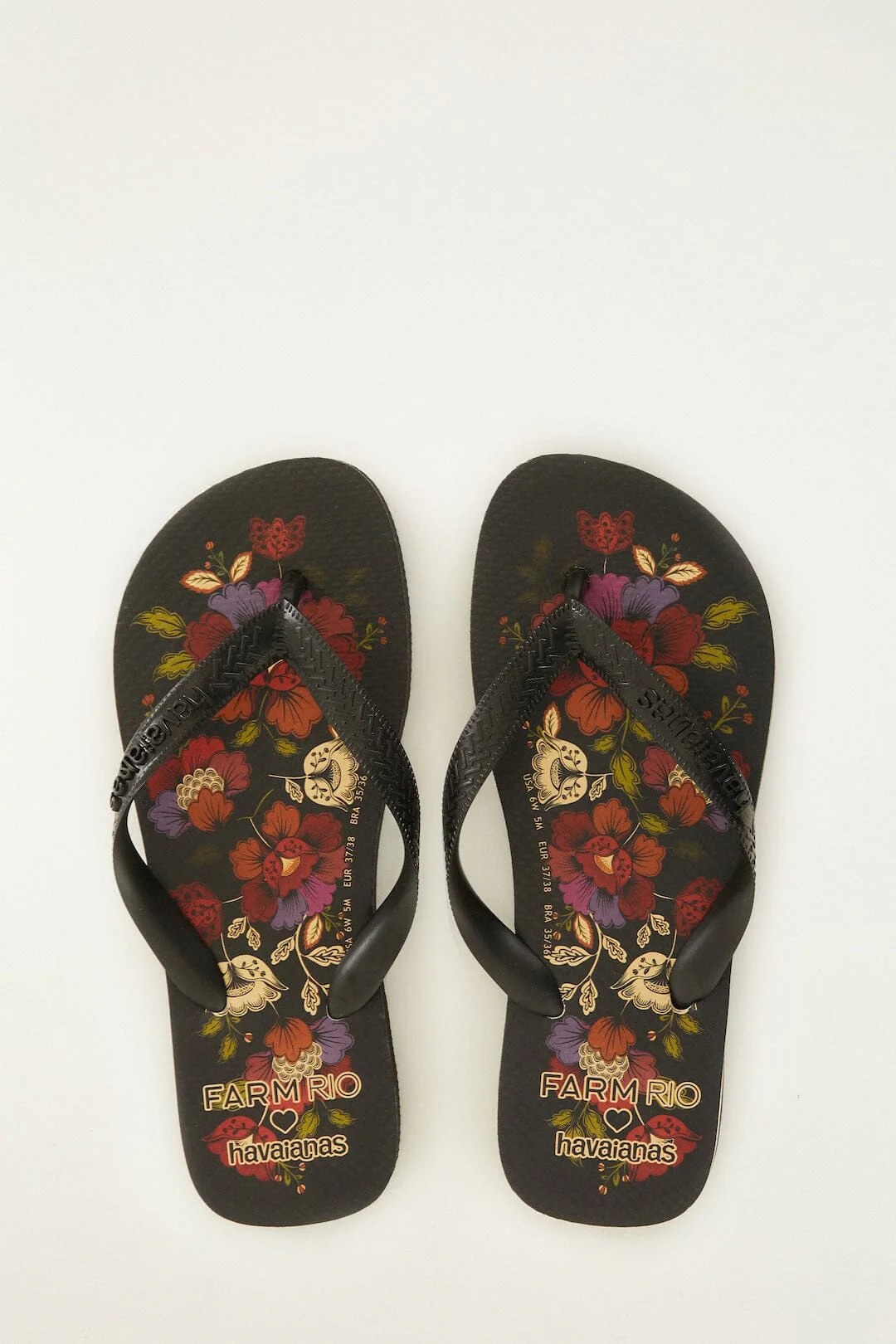 Black Rococo Flowers Havaianas