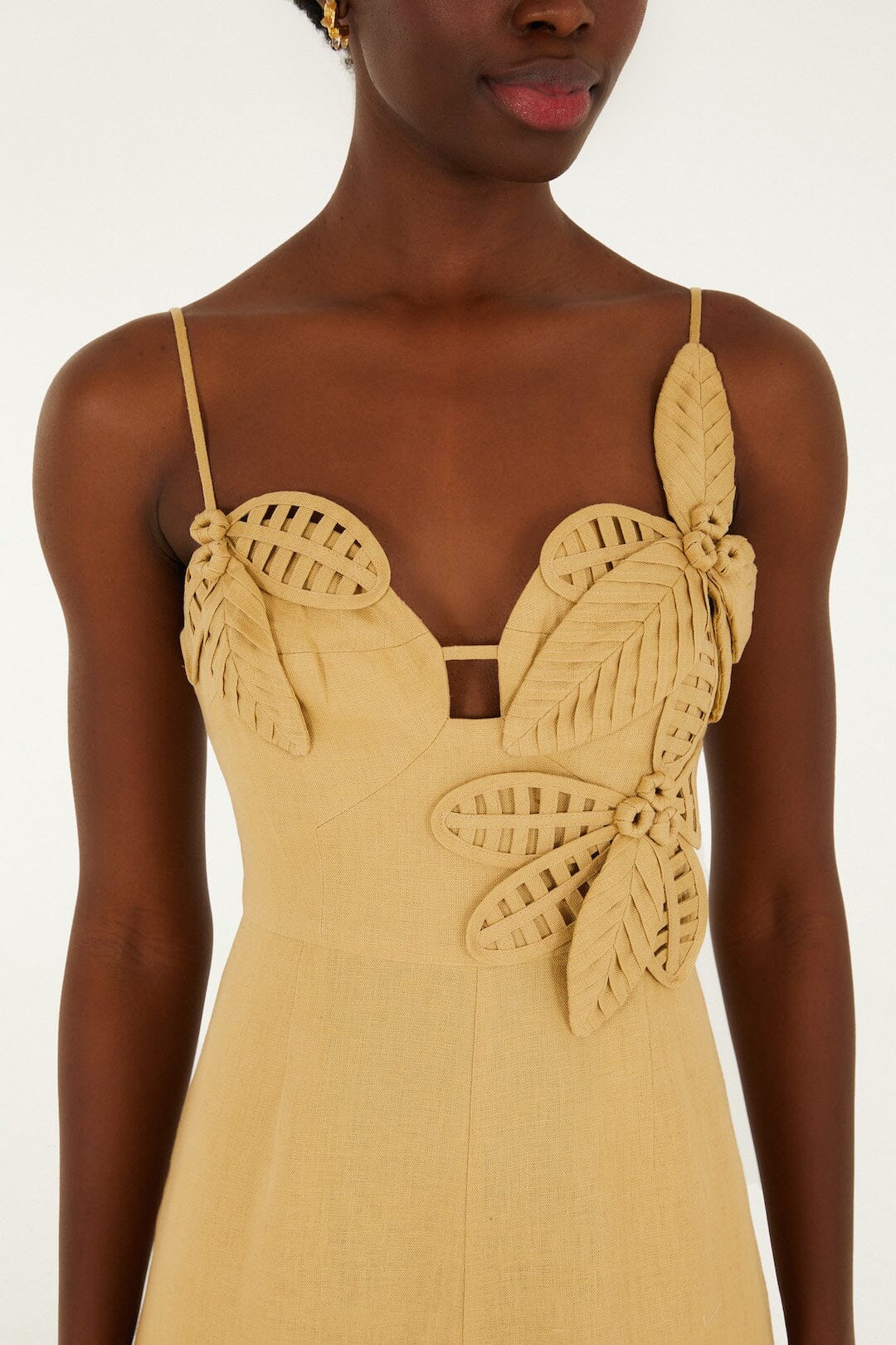Sand 3d Flowers Euroflax™ Premium Linen Jumpsuit - Image 2