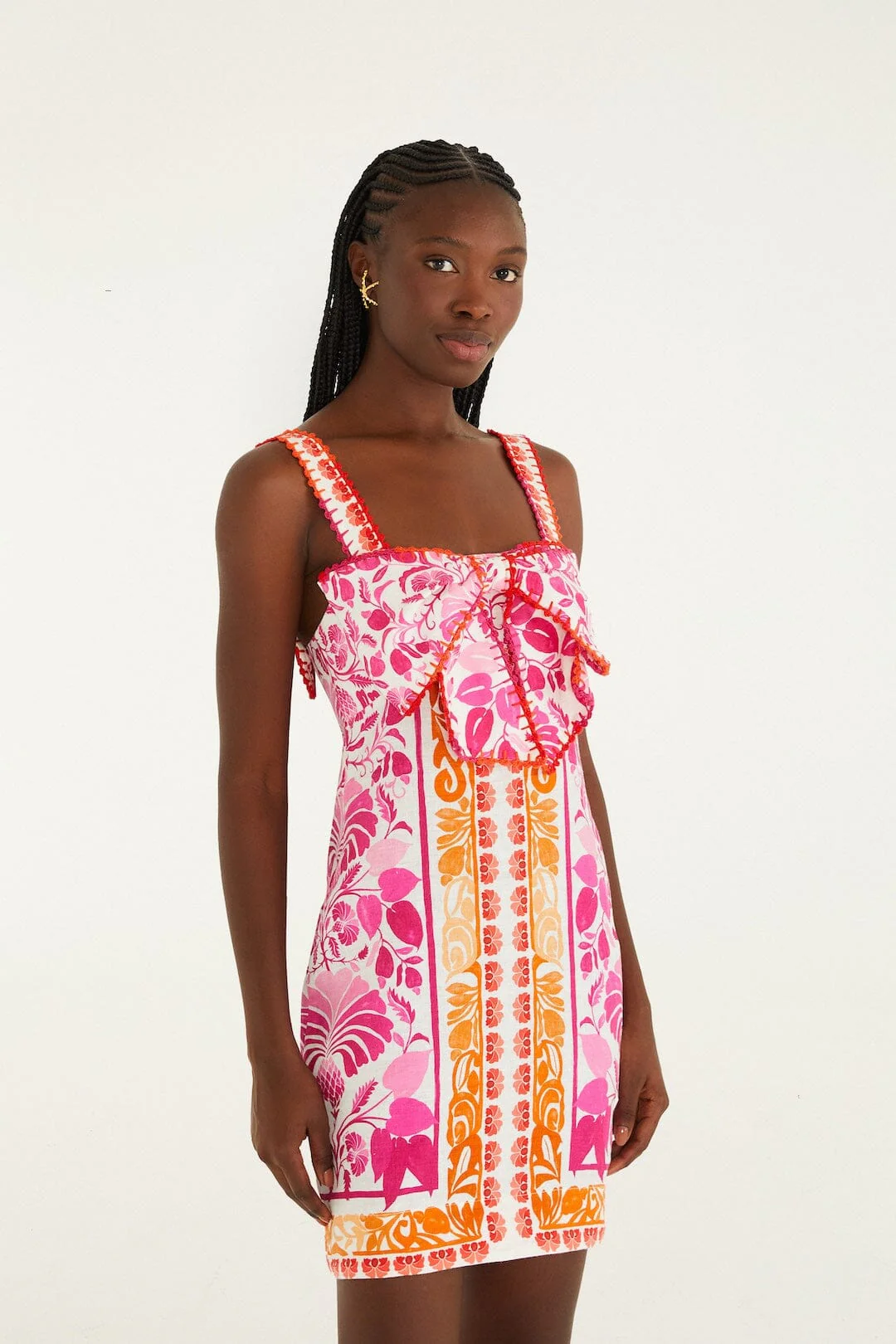 Off-White Santorini Crochet Euroflax™ Premium Linen Mini Dress