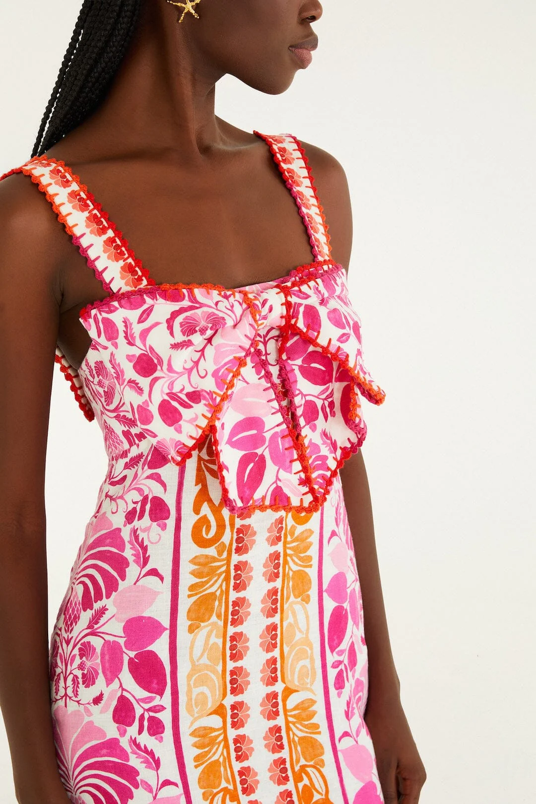 Off-White Santorini Crochet Euroflax™ Premium Linen Mini Dress - Image 2