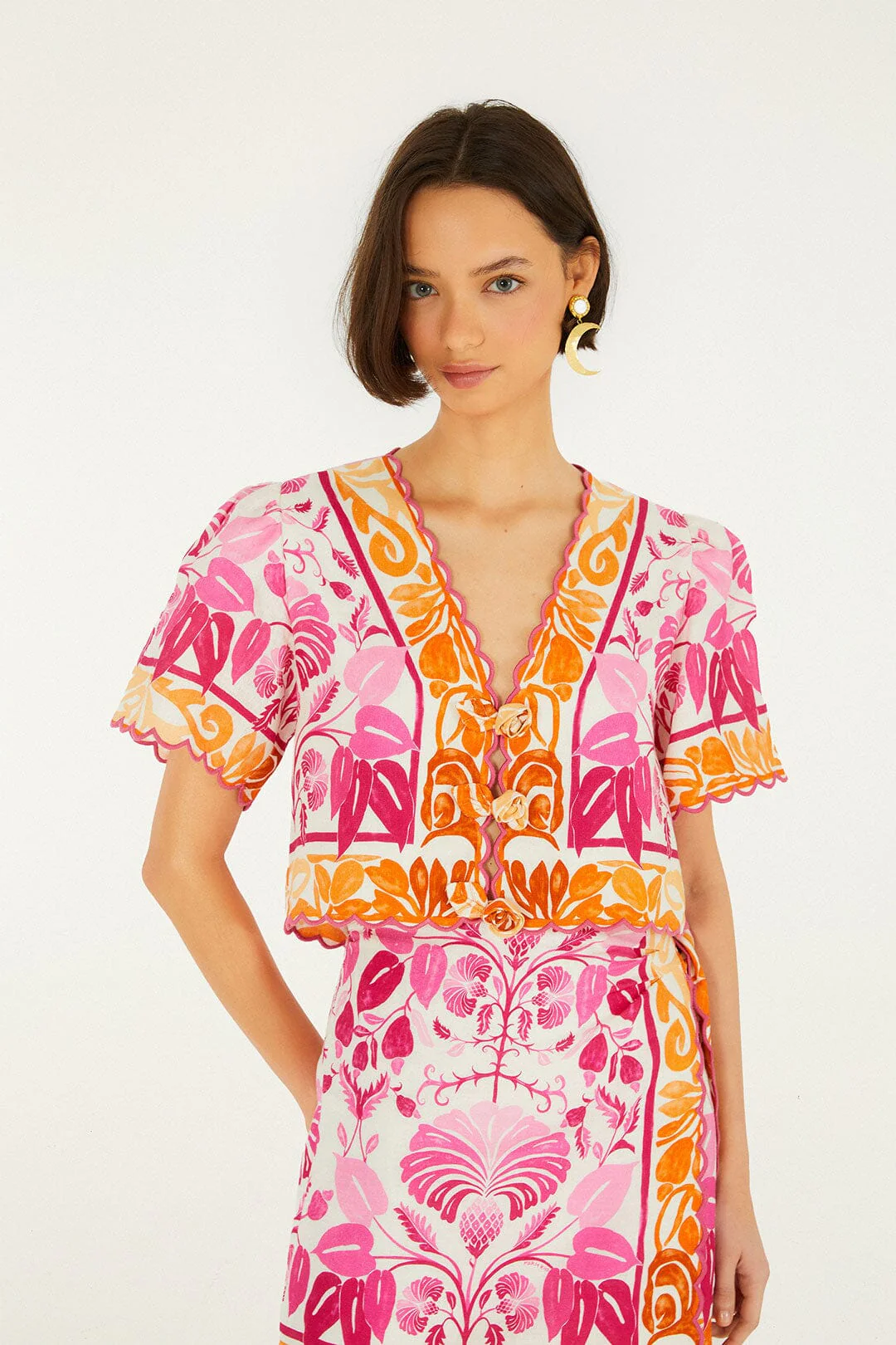 Off-White Santorini Short Sleeve Euroflax™ Premium Linen Top