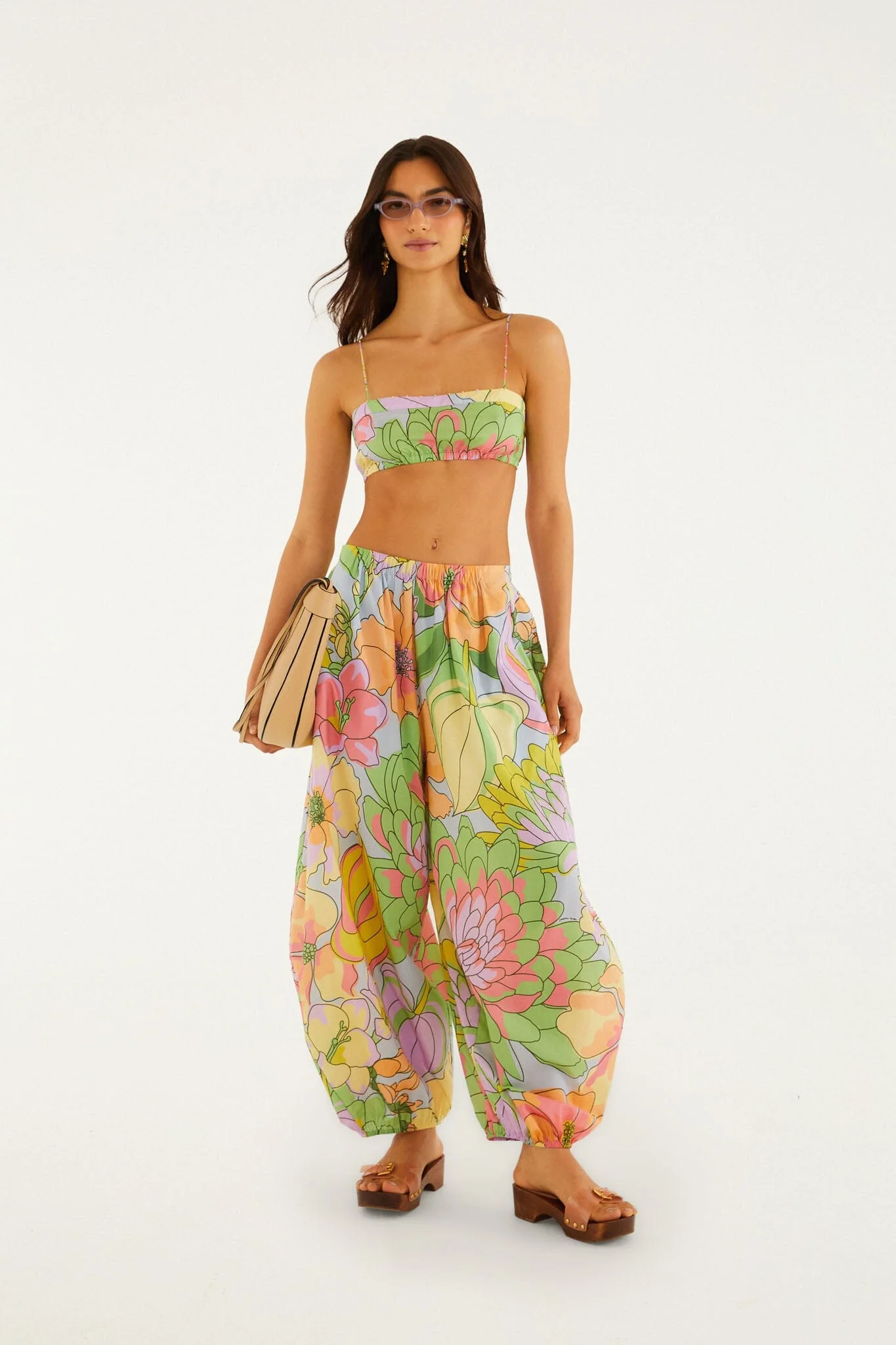 Multicolor Spring Affair Beaded Organic Cotton Crop Top