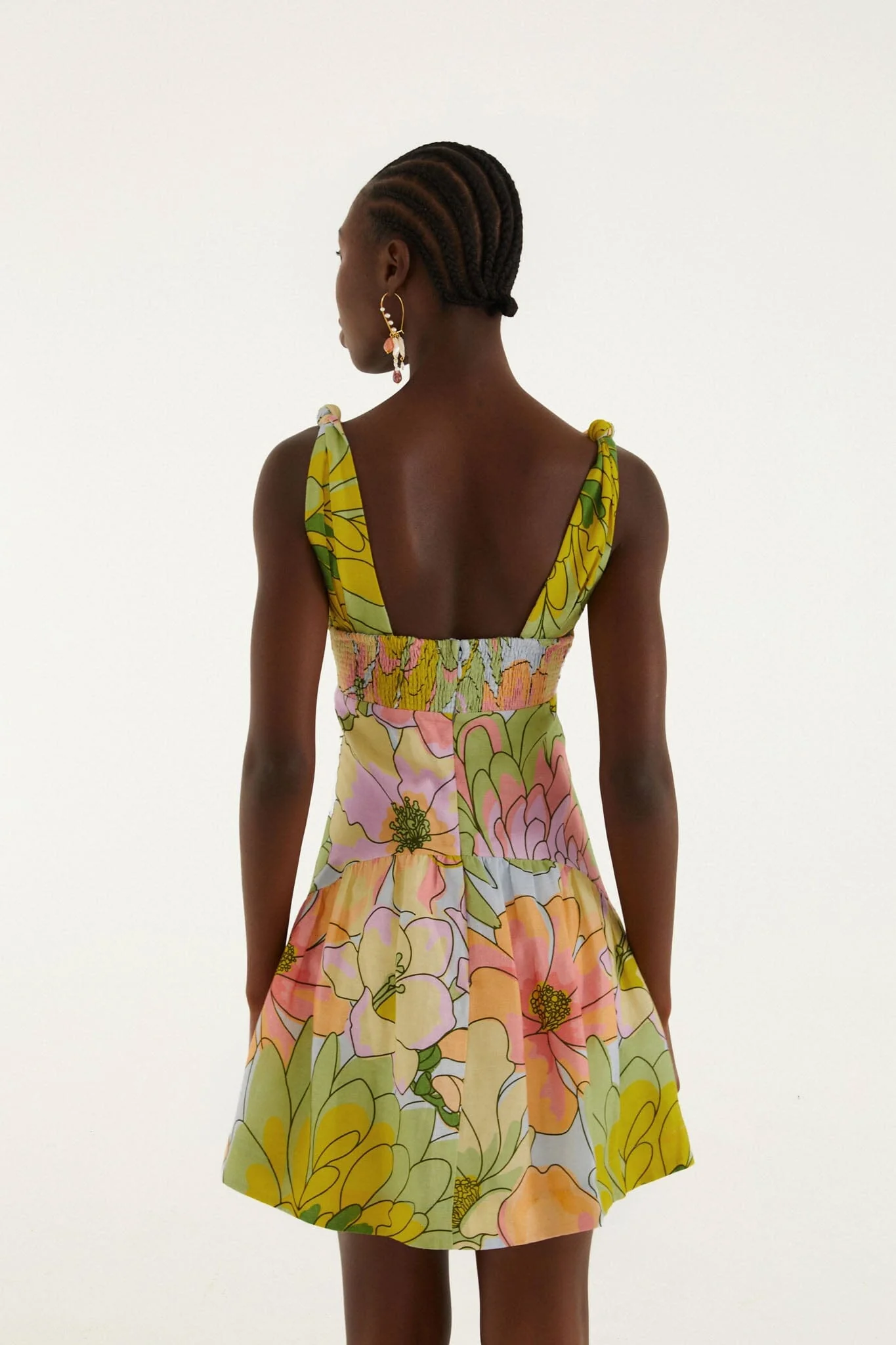 Light Blue Spring Affair Cut-Out Euroflax Premium Linen Mini Dress - Image 2
