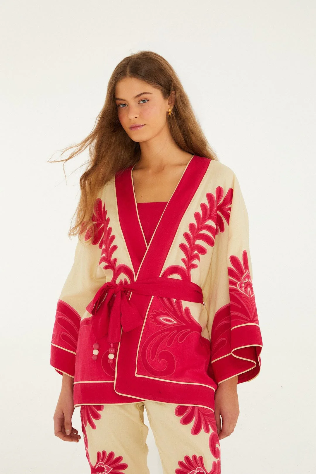 Pink Spring Arabesc Cutwork Lenzing™ Ecovero™ Euroflax™ Kimono