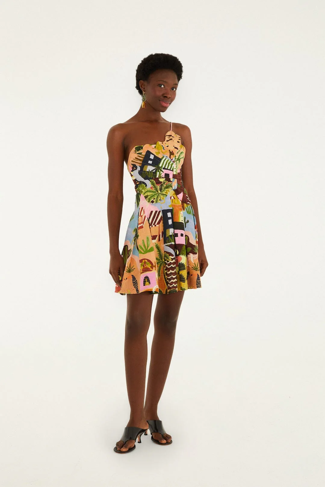 Multicolor Tropical Painting Lenzing™ Ecovero™ Euroflax™ Mini Dress