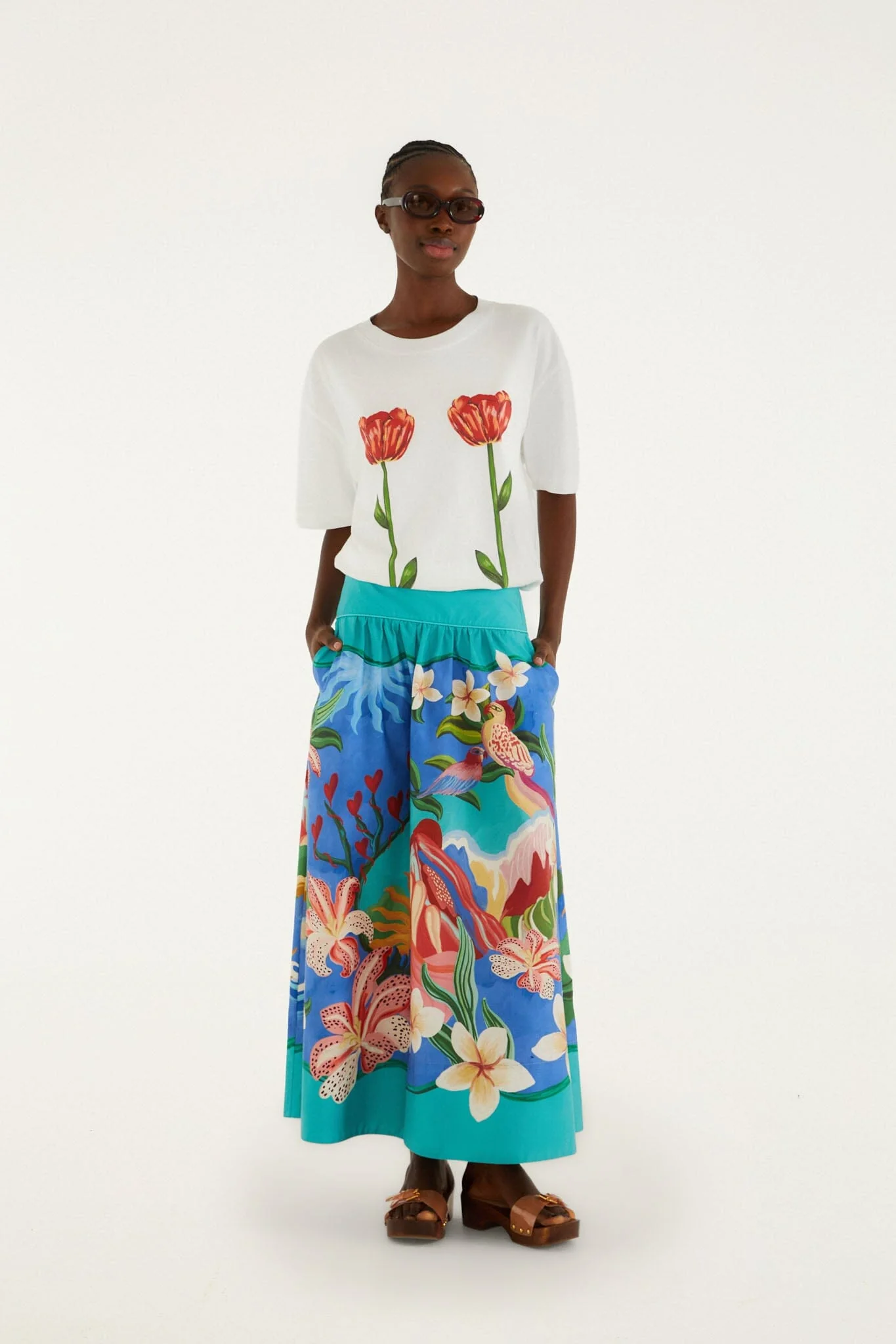 White Tropical Rose Organic Cotton T-Shirt - Image 2