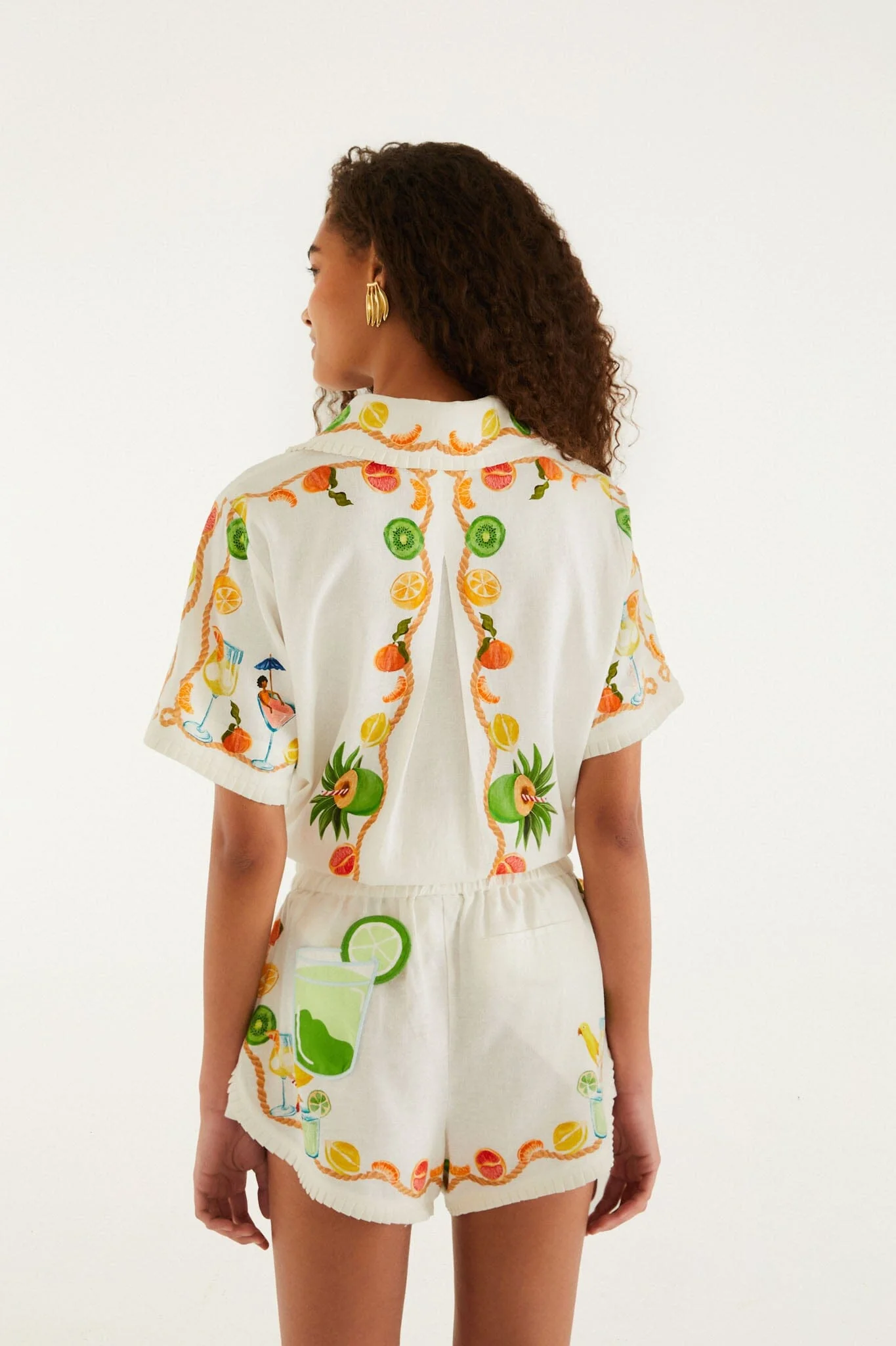 Off-White Tropical Royalty 3d Details Euroflax Premium Linen Shorts - Image 3