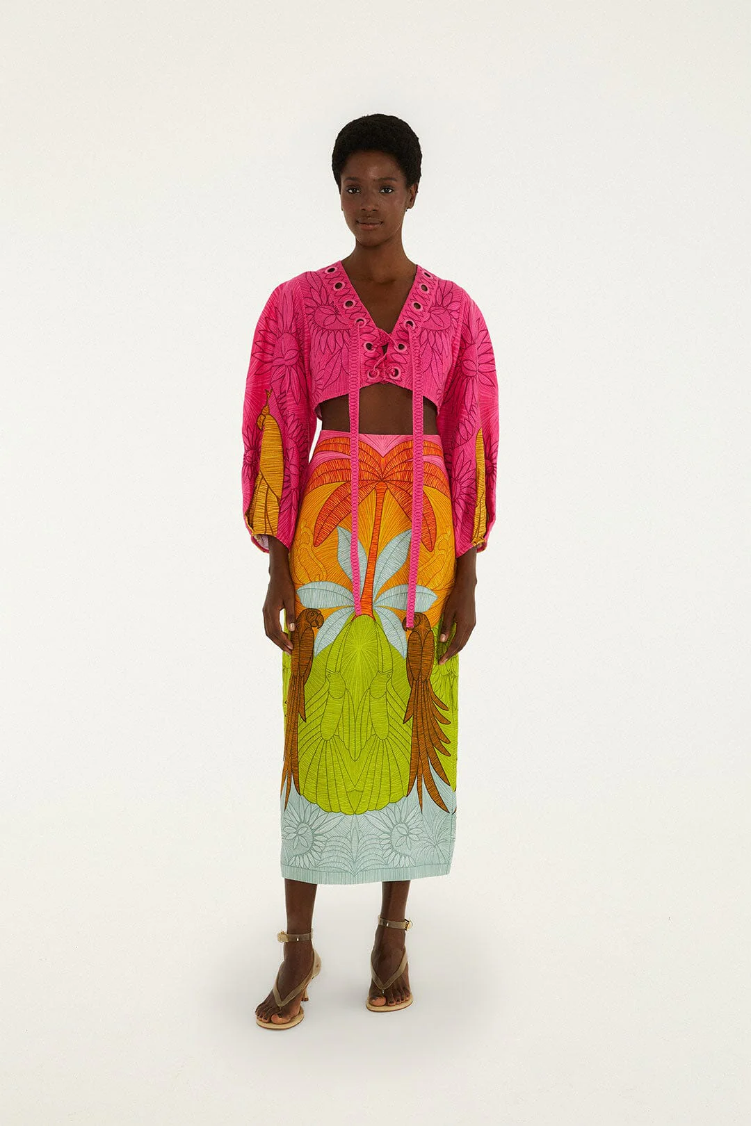 Multicolor Usiacuri Euroflax™ Premium Linen Midi Skirt