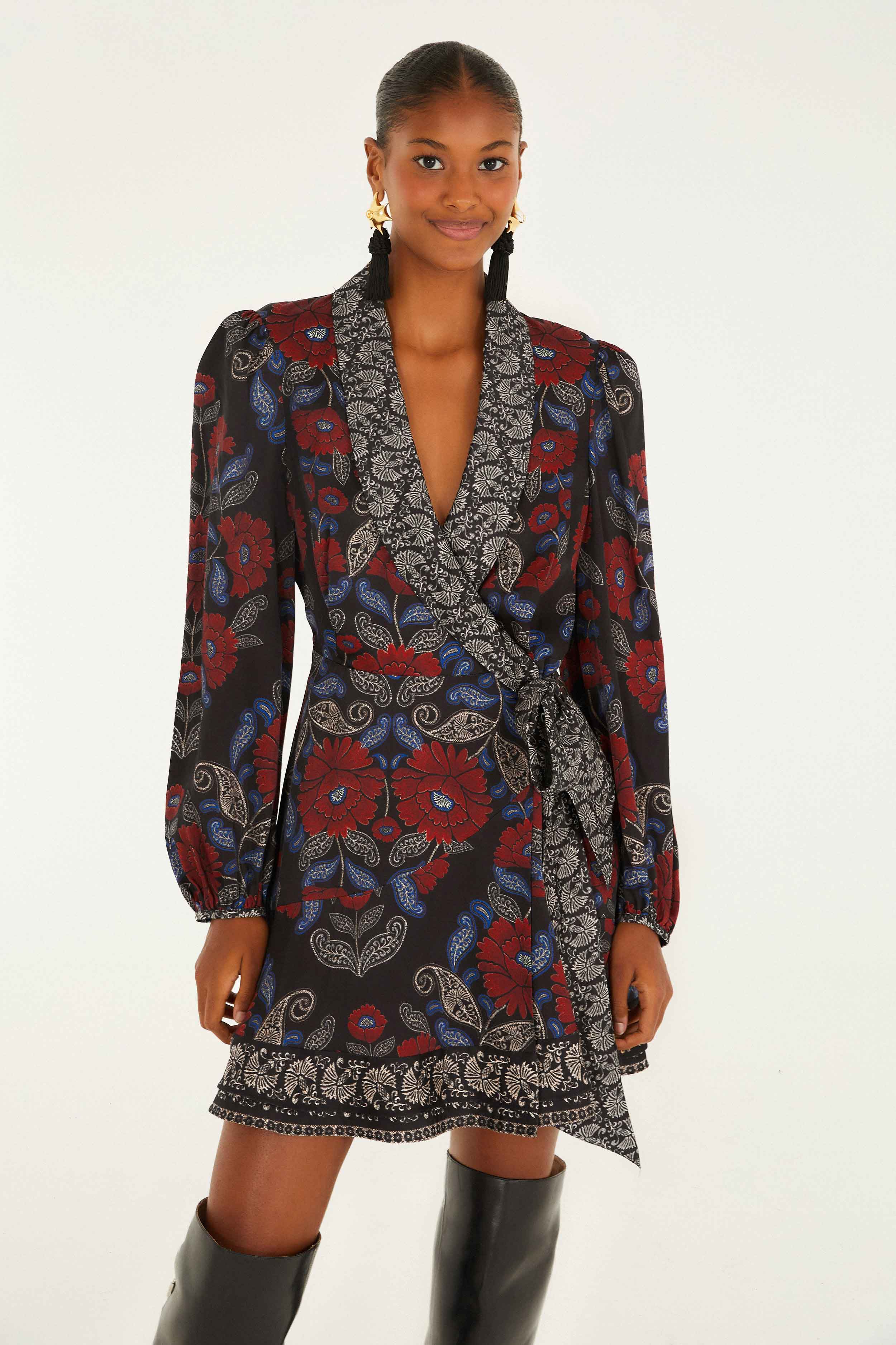 Black Valentina Wrap Lenzing™ Ecovero™ Viscose Mini Dress - Image 2